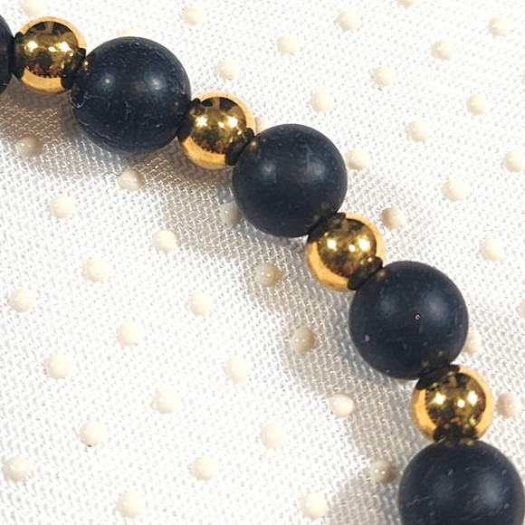 Rustic Cuff Beautiful Black and Gold Beaded Bracelet - Picture 3 of 6